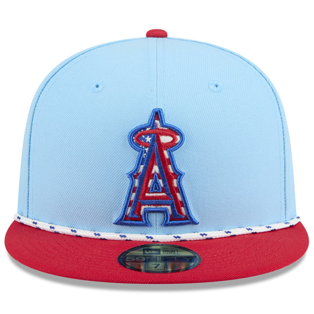 Los Angeles Angels New Era 2025 Fourth of July 59FIFTY Fitted Hat - Light Blue/Red Hats