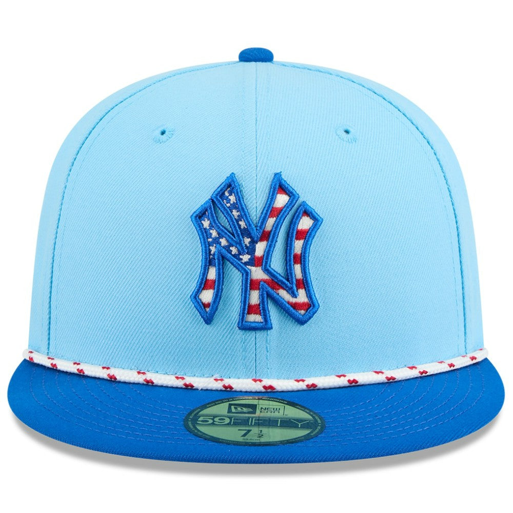 New York Yankees New Era 2025 Fourth of July 59FIFTY Fitted Hat - Light Blue/Blue Hats