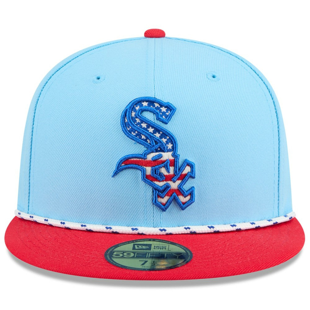 Chicago White Sox New Era 2025 Fourth of July 59FIFTY Fitted Hat - Light Blue/Red Hats