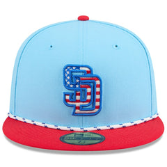 San Diego Padres New Era 2025 Fourth of July 59FIFTY Fitted Hat - Light Blue/Red Hats