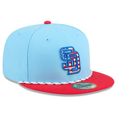 San Diego Padres New Era 2025 Fourth of July 59FIFTY Fitted Hat - Light Blue/Red Hats