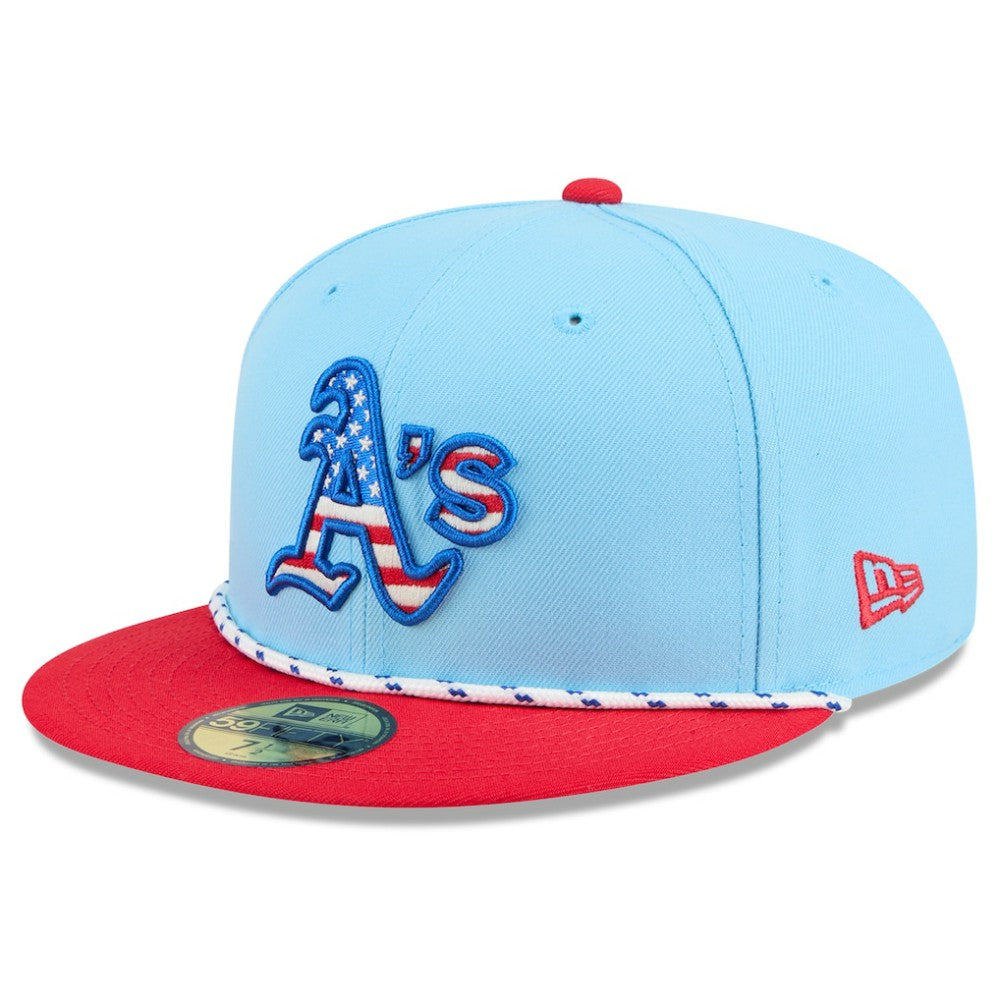 Athletics New Era 2025 Fourth of July 59FIFTY Fitted Hat - Light Blue/Red Hats