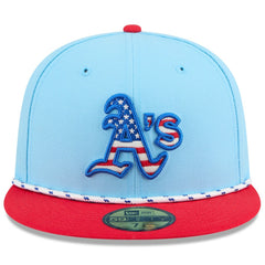 Athletics New Era 2025 Fourth of July 59FIFTY Fitted Hat - Light Blue/Red Hats