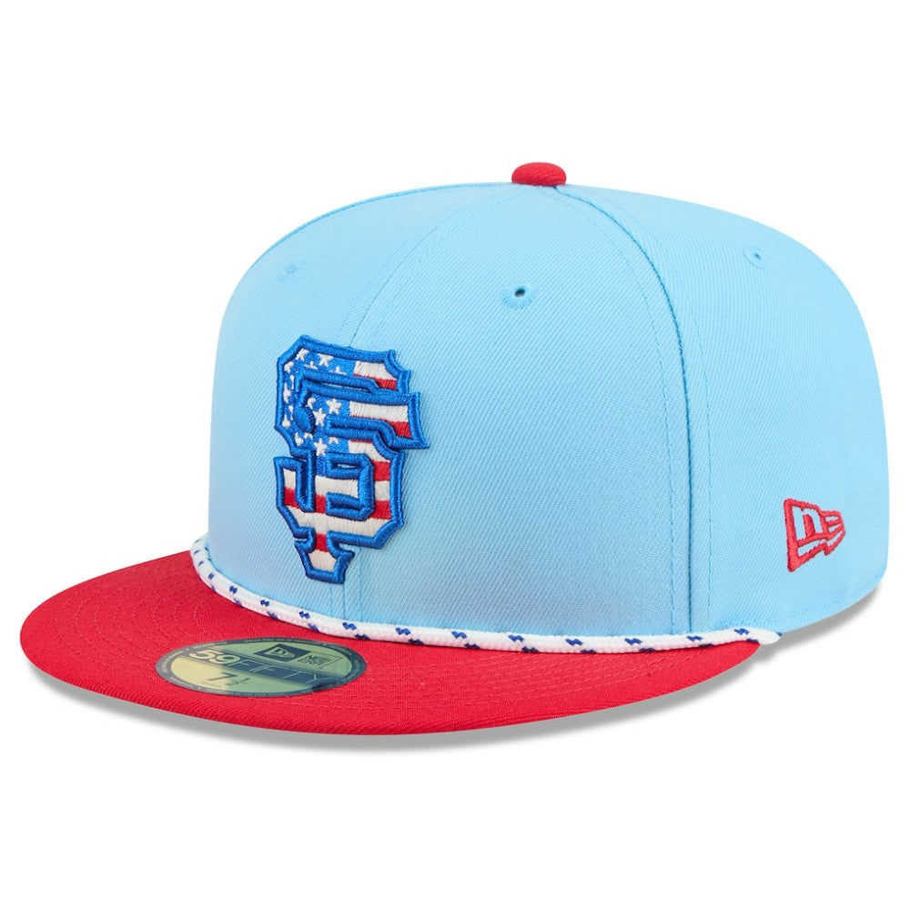 San Francisco Giants New Era 2025 Fourth of July 59FIFTY Fitted Hat - Light Blue/Red Hats