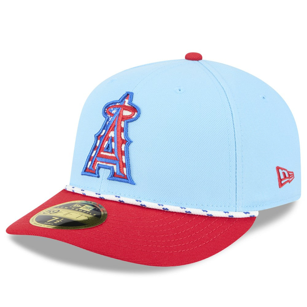 Los Angeles Angels New Era 2025 Fourth of July Low Profile 59FIFTY Fitted Hat - Light Blue/Red Hats
