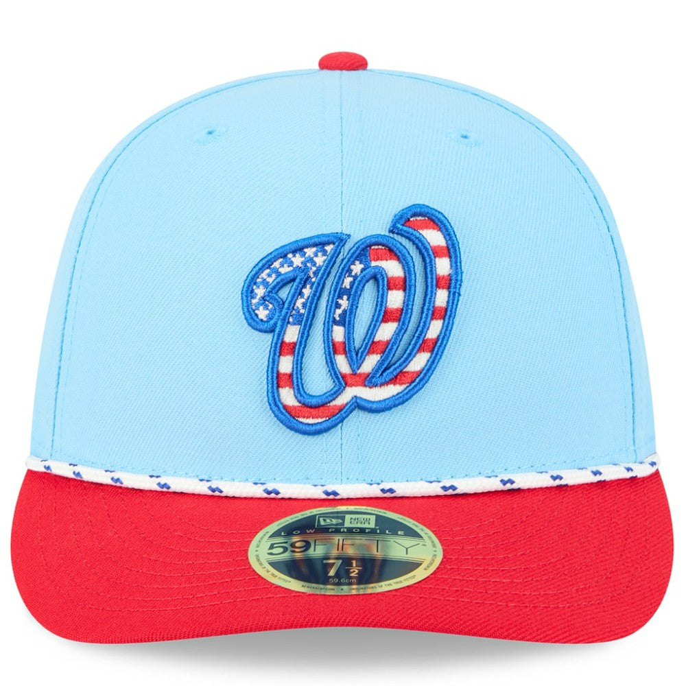 Washington Nationals New Era 2025 Fourth of July Low Profile 59FIFTY Fitted Hat - Light Blue/Red Hats