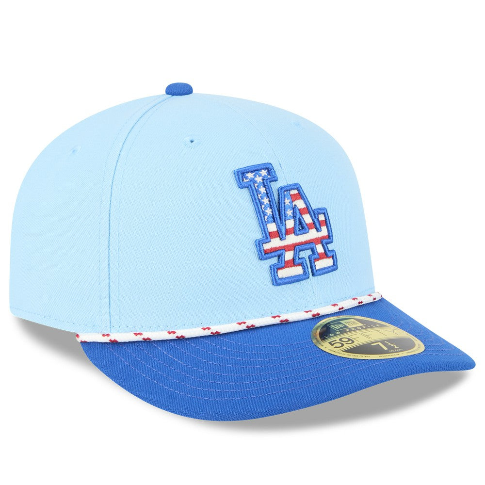 Los Angeles Dodgers New Era 2025 Fourth of July Low Profile 59FIFTY Fitted Hat - Light Blue/Royal Hats