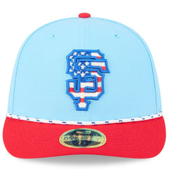 San Francisco Giants New Era 2025 Fourth of July Low Profile 59FIFTY Fitted Hat - Light Blue/Red Hats