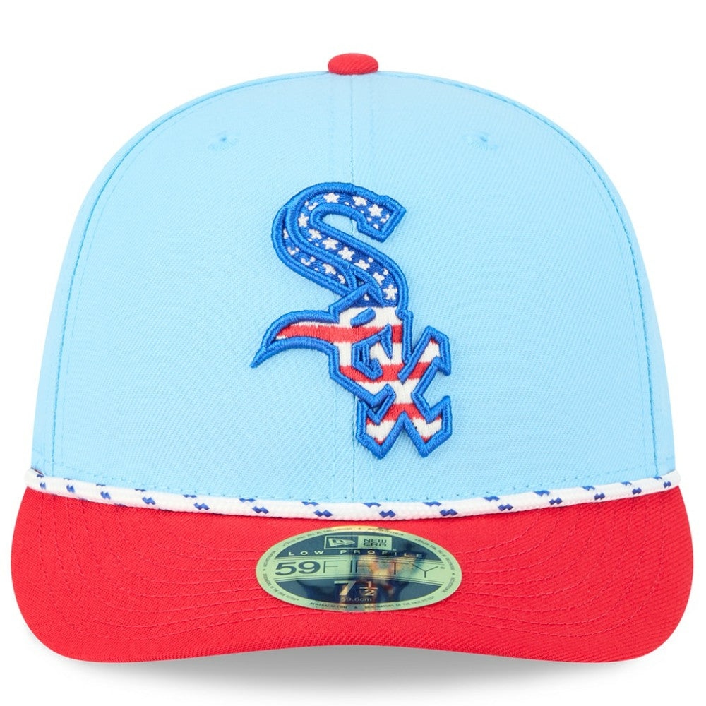 Chicago White Sox New Era 2025 Fourth of July Low Profile 59FIFTY Fitted Hat - Light Blue/Red Hats