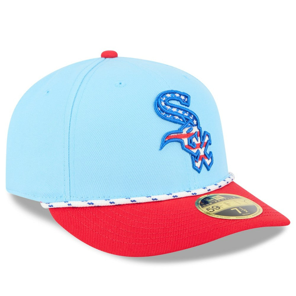Chicago White Sox New Era 2025 Fourth of July Low Profile 59FIFTY Fitted Hat - Light Blue/Red Hats