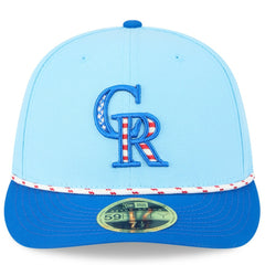 Colorado Rockies New Era 2025 Fourth of July Low Profile 59FIFTY Fitted Hat - Light Blue/Blue Hats