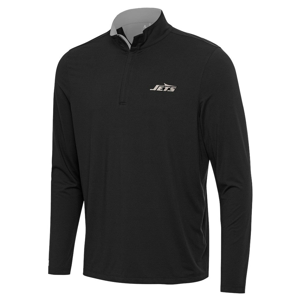 New York Jets Antigua Content Quarter-Zip Pullover Top Black