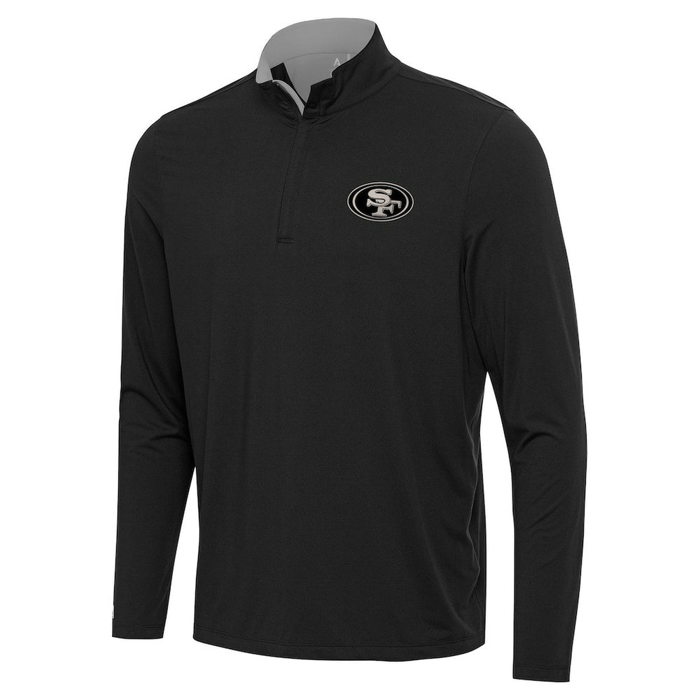 San Francisco 49ers Antigua Content Quarter-Zip Pullover Top Black