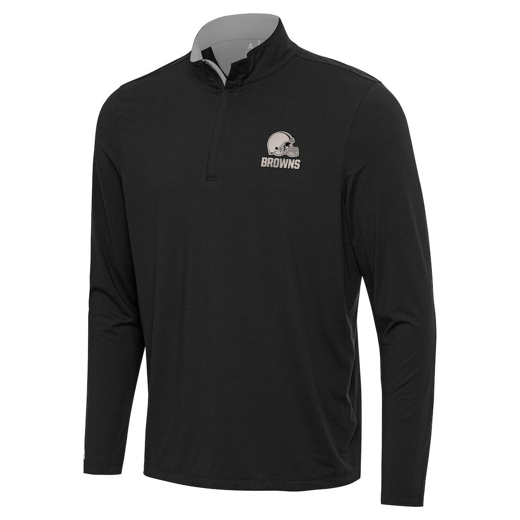 Cleveland Browns Antigua Content Quarter-Zip Pullover Top Black