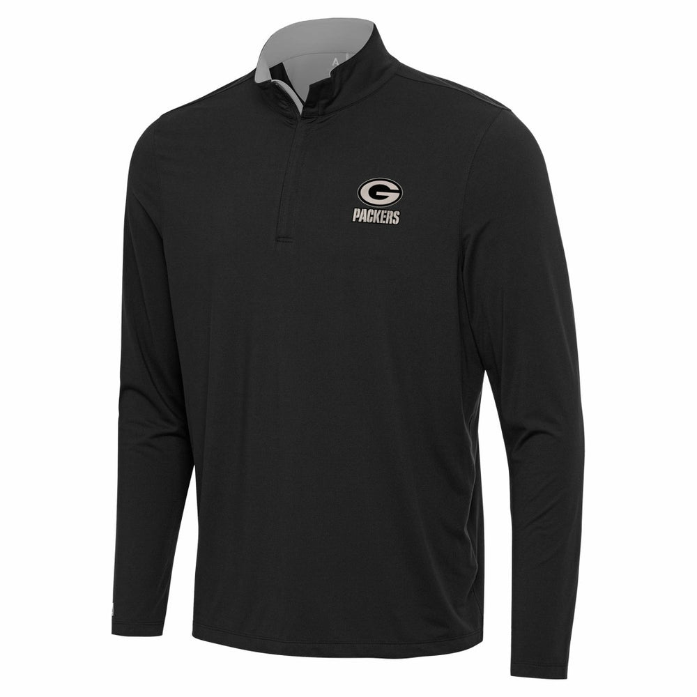 Green Bay Packers Antigua Content Quarter-Zip Pullover Top Black