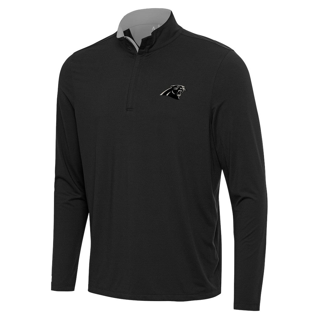 Carolina Panthers Antigua Content Quarter-Zip Pullover Top Black