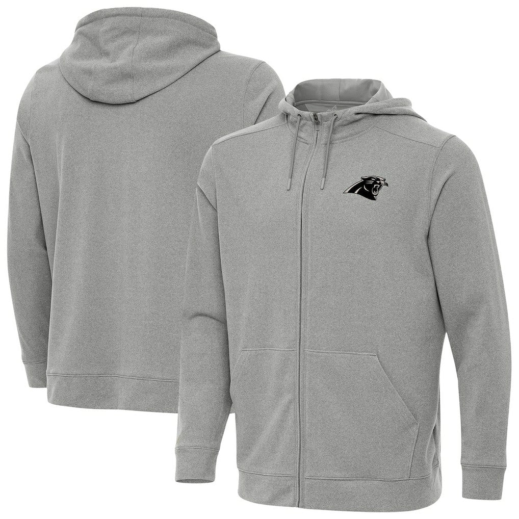 Carolina Panthers Antigua Effortless Full-Zip Hoodie Jacket Heather Gray