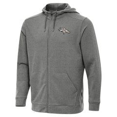 Denver Broncos Antigua Effortless Full-Zip Hoodie Jacket Heather Black