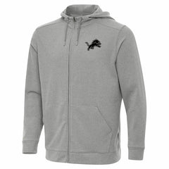 Detroit Lions Antigua Effortless Full-Zip Hoodie Jacket Heather Gray