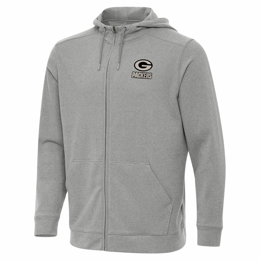 Green Bay Packers Antigua Effortless Full-Zip Hoodie Jacket Heather Gray