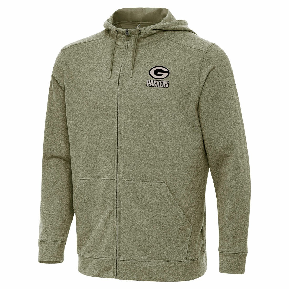 Green Bay Packers Antigua Effortless Full-Zip Hoodie Jacket Olive