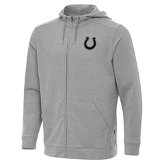 Indianapolis Colts Antigua Effortless Full-Zip Hoodie Jacket Heather Gray