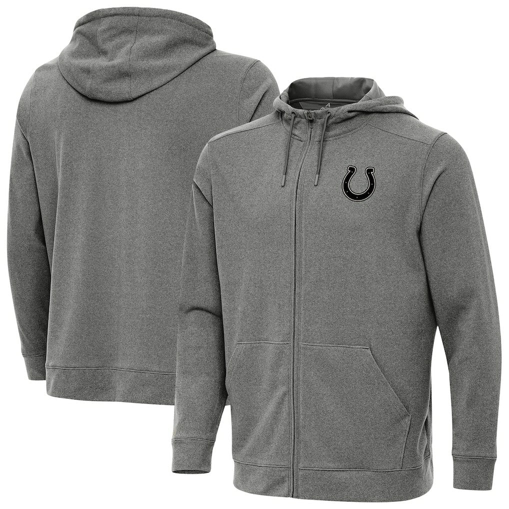 Indianapolis Colts Antigua Effortless Full-Zip Hoodie Jacket Heather Black