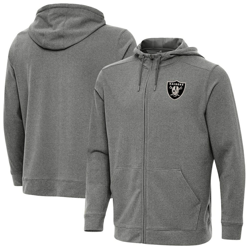 Las Vegas Raiders Antigua Effortless Full-Zip Hoodie Jacket Heather Black