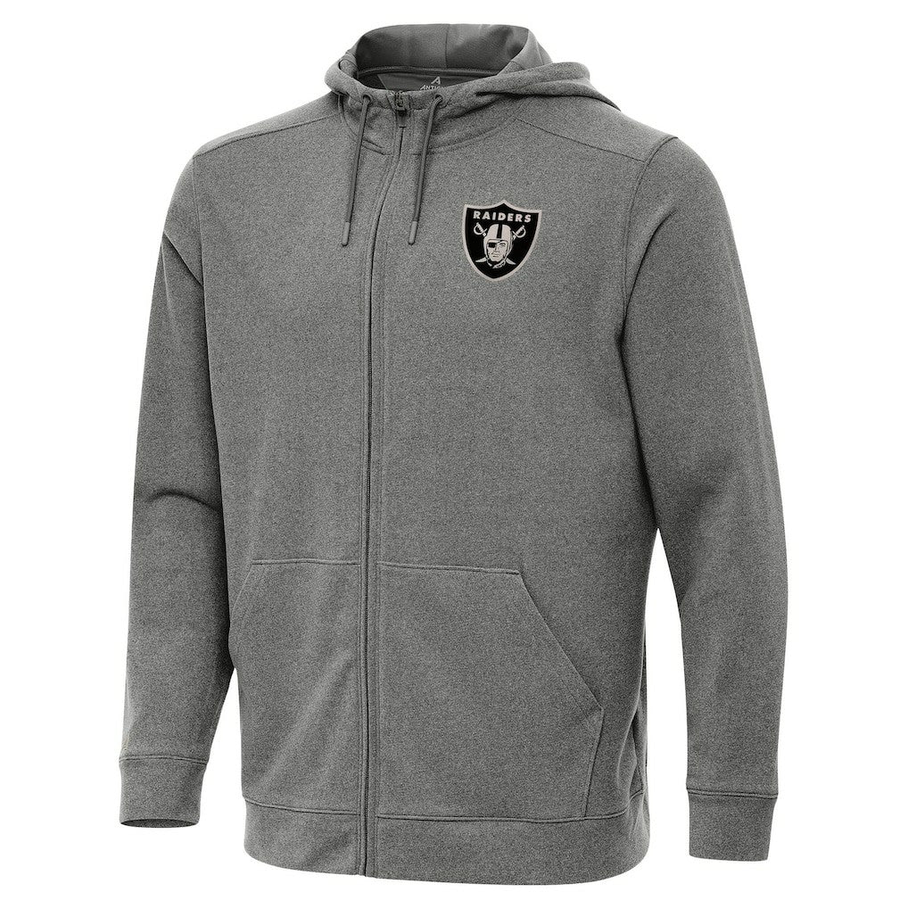 Las Vegas Raiders Antigua Effortless Full-Zip Hoodie Jacket Heather Black
