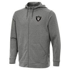 Las Vegas Raiders Antigua Effortless Full-Zip Hoodie Jacket Heather Black