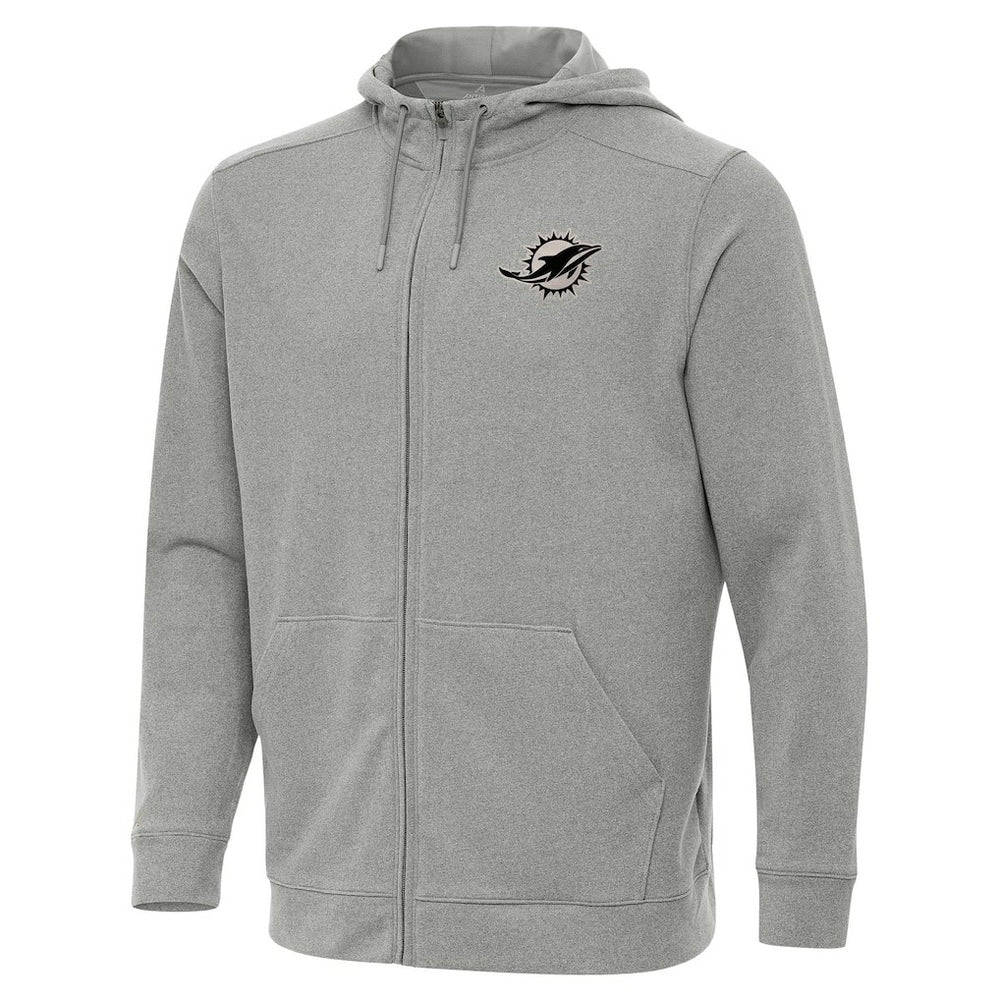 Miami Dolphins Antigua Effortless Full-Zip Hoodie Jacket Heather Gray