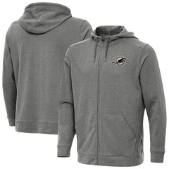 Miami Dolphins Antigua Effortless Full-Zip Hoodie Jacket Heather Black