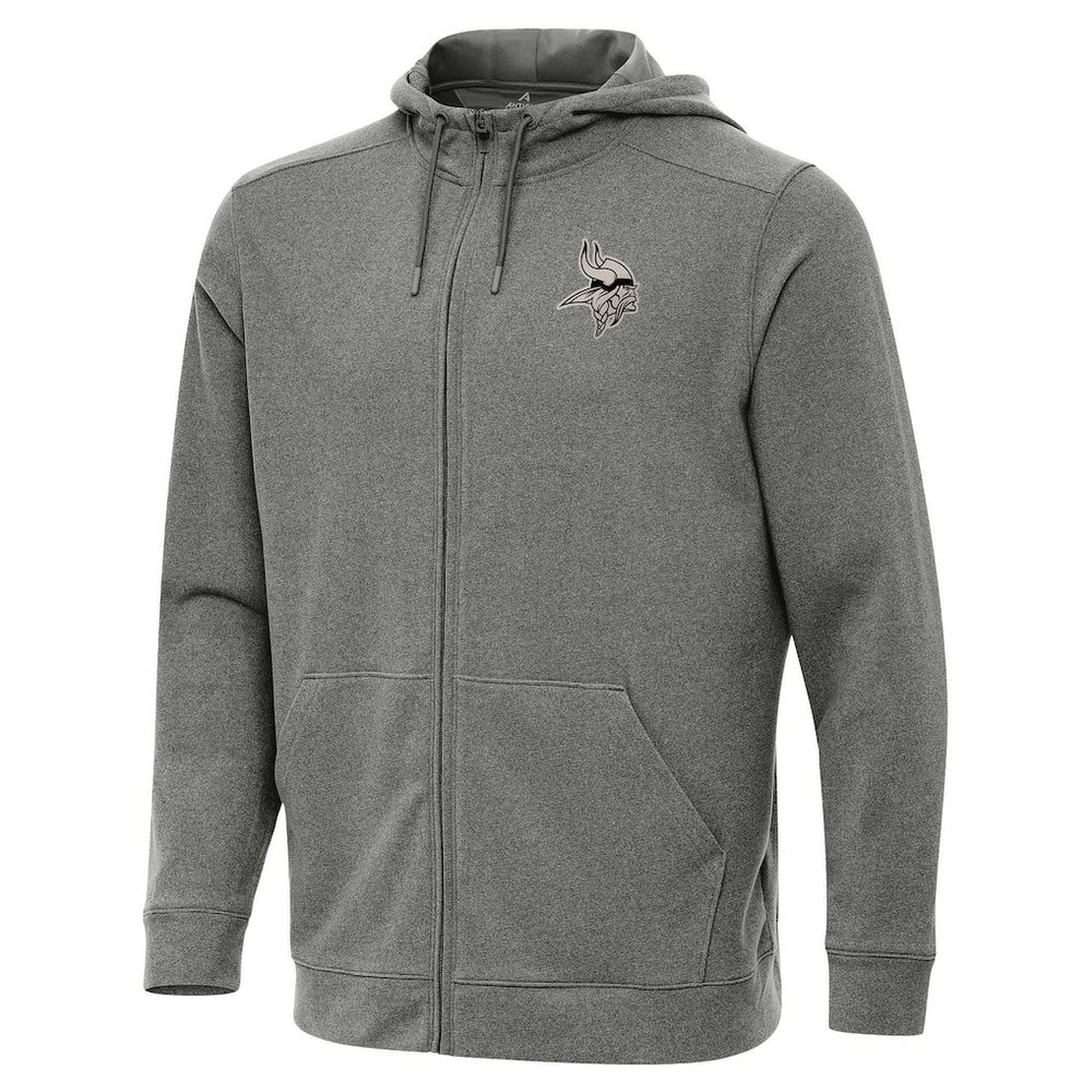 Minnesota Vikings Antigua Effortless Full-Zip Hoodie Jacket Heather Black