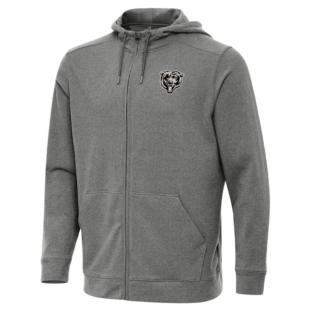 Chicago Bears Antigua Effortless Full-Zip Hoodie Jacket Heather Black