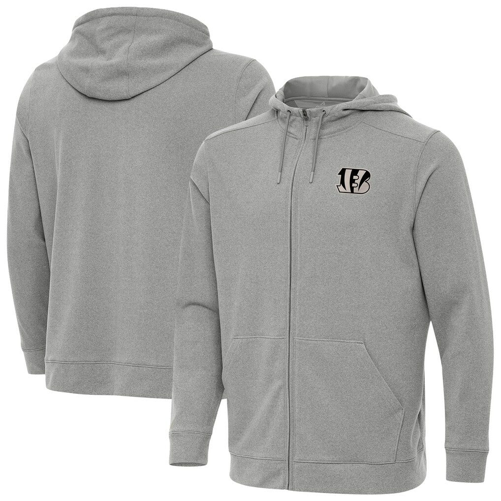 Cincinnati Bengals Antigua Effortless Full-Zip Hoodie Jacket Heather Gray