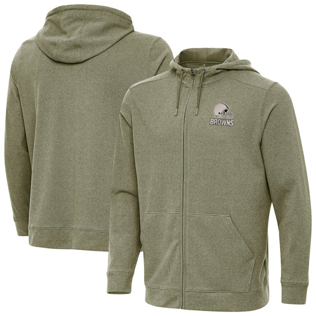 Cleveland Browns Antigua Effortless Full-Zip Hoodie Jacket Olive