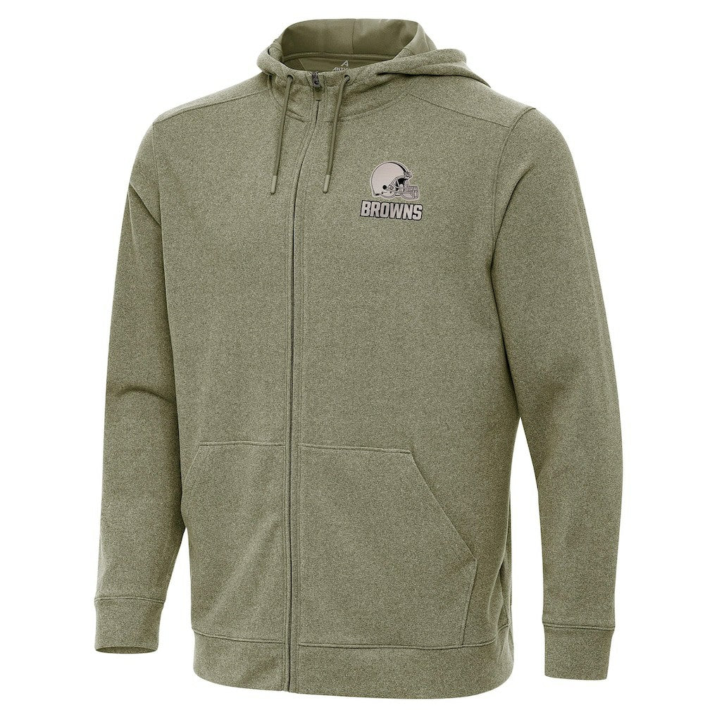 Cleveland Browns Antigua Effortless Full-Zip Hoodie Jacket Olive