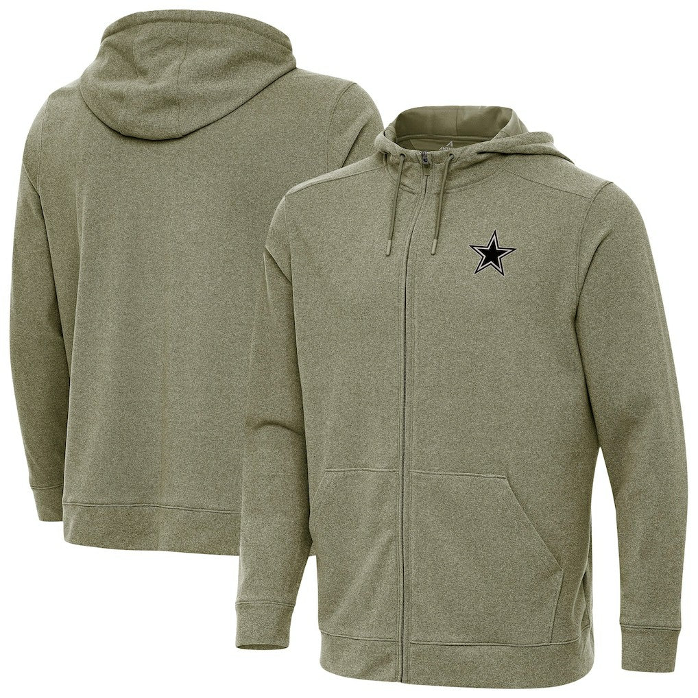 Dallas Cowboys Antigua Effortless Full-Zip Hoodie Jacket Olive