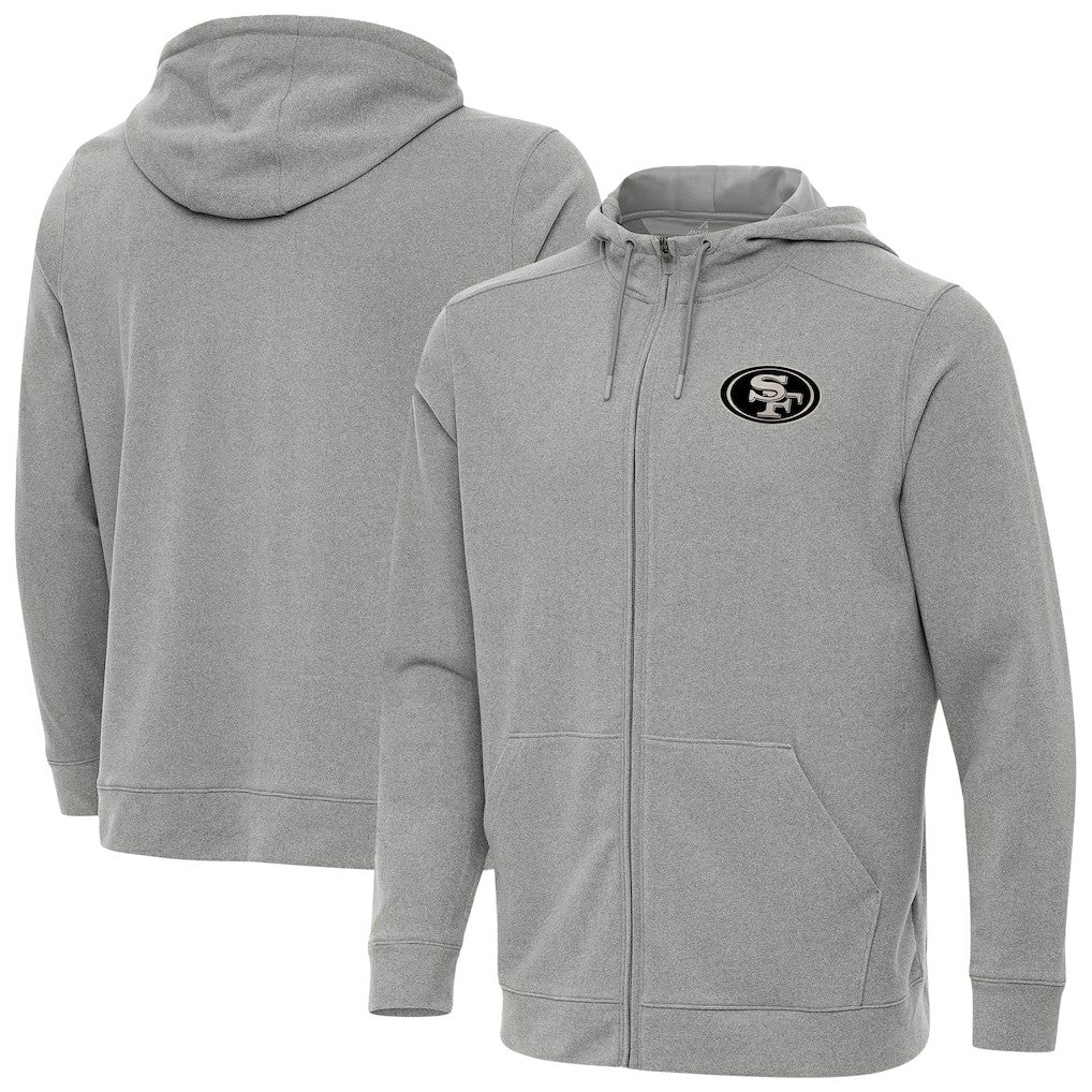 San Francisco 49ers Antigua Effortless Full-Zip Hoodie Jacket Heather Gray