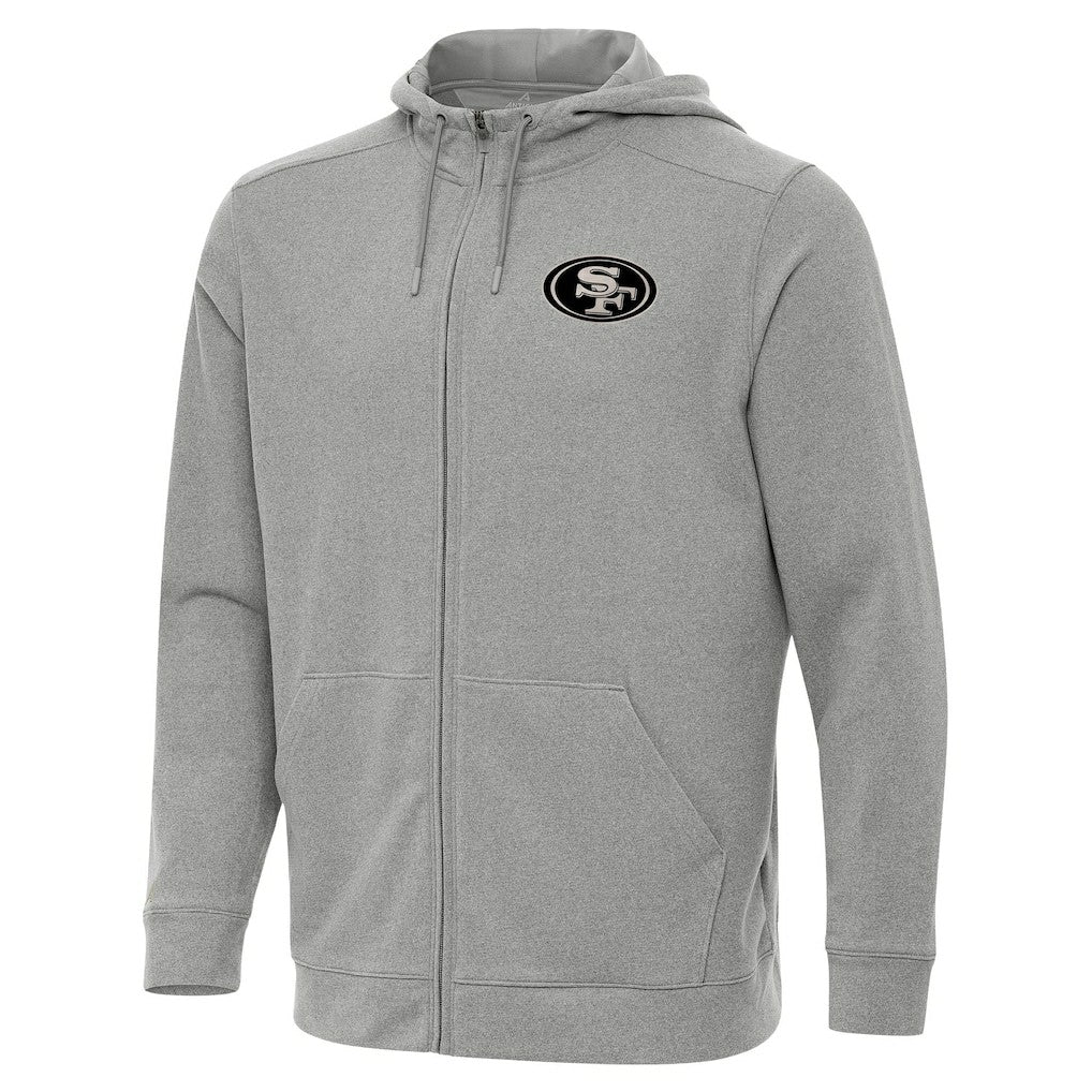 San Francisco 49ers Antigua Effortless Full-Zip Hoodie Jacket Heather Gray