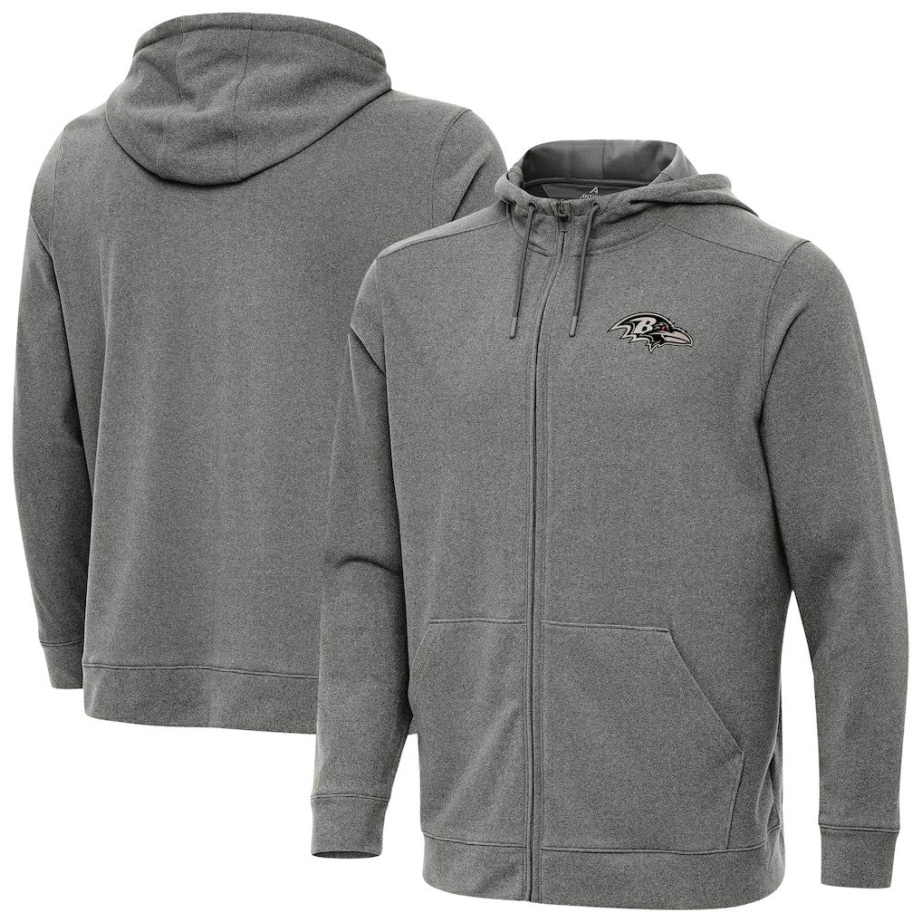 Baltimore Ravens Antigua Effortless Full-Zip Hoodie Jacket Heather Black