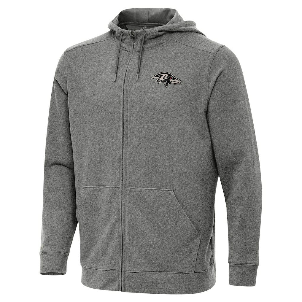 Baltimore Ravens Antigua Effortless Full-Zip Hoodie Jacket Heather Black