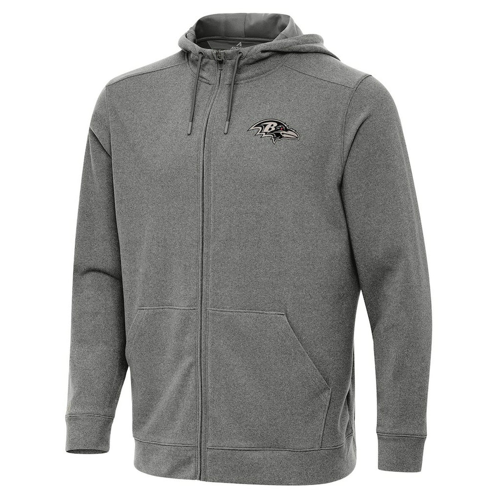Baltimore Ravens Antigua Effortless Full-Zip Hoodie Jacket Heather Black