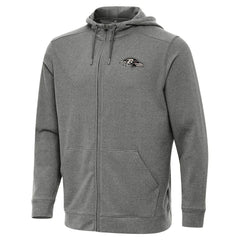 Baltimore Ravens Antigua Effortless Full-Zip Hoodie Jacket Heather Black