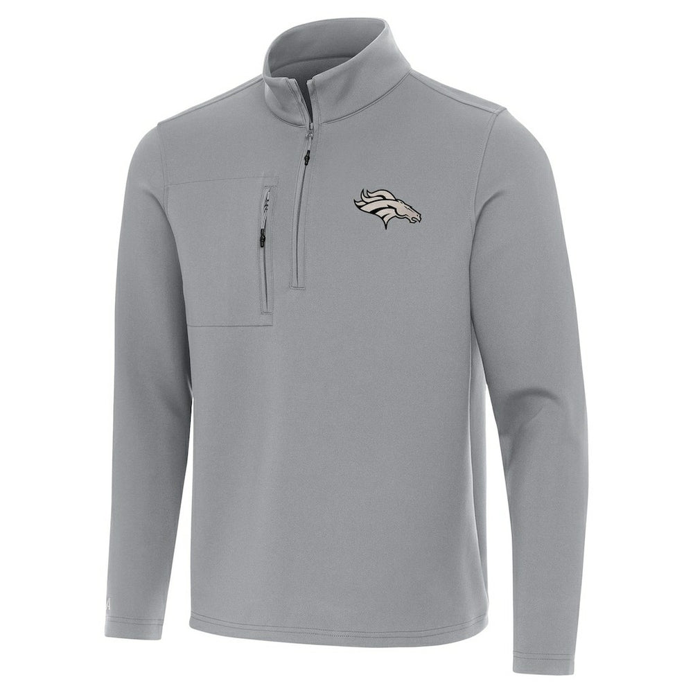 Denver Broncos Antigua Insider Quarter-Zip Jacket Gray