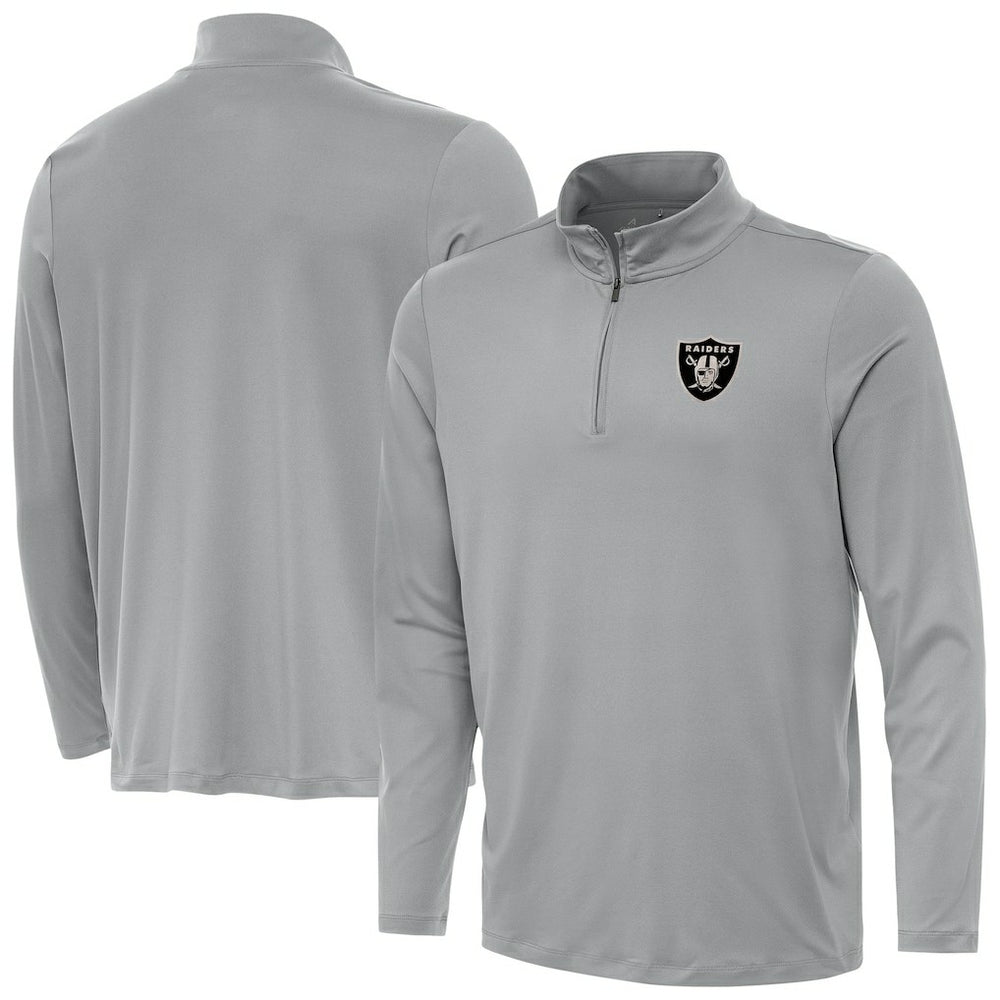 Las Vegas Raiders Antigua Reprocess Quarter-Zip Top Gray