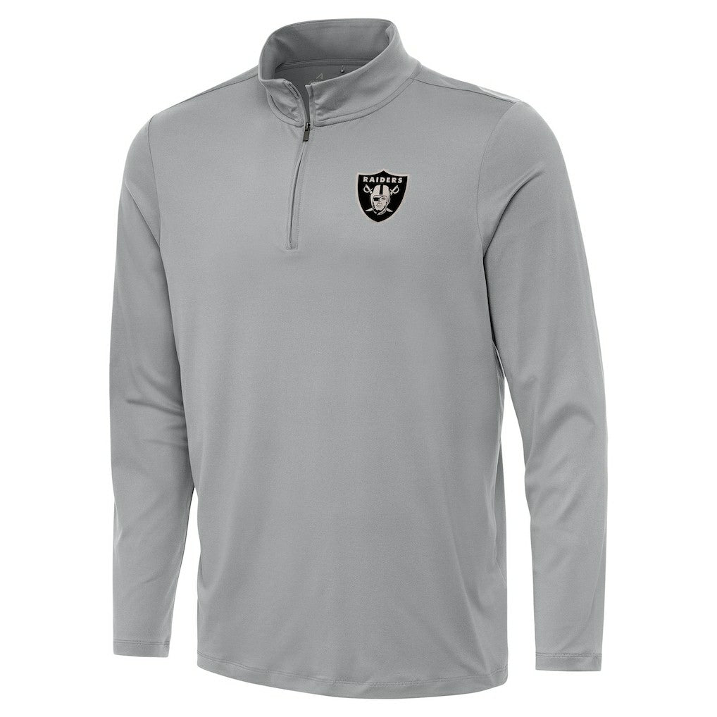 Las Vegas Raiders Antigua Reprocess Quarter-Zip Top Gray