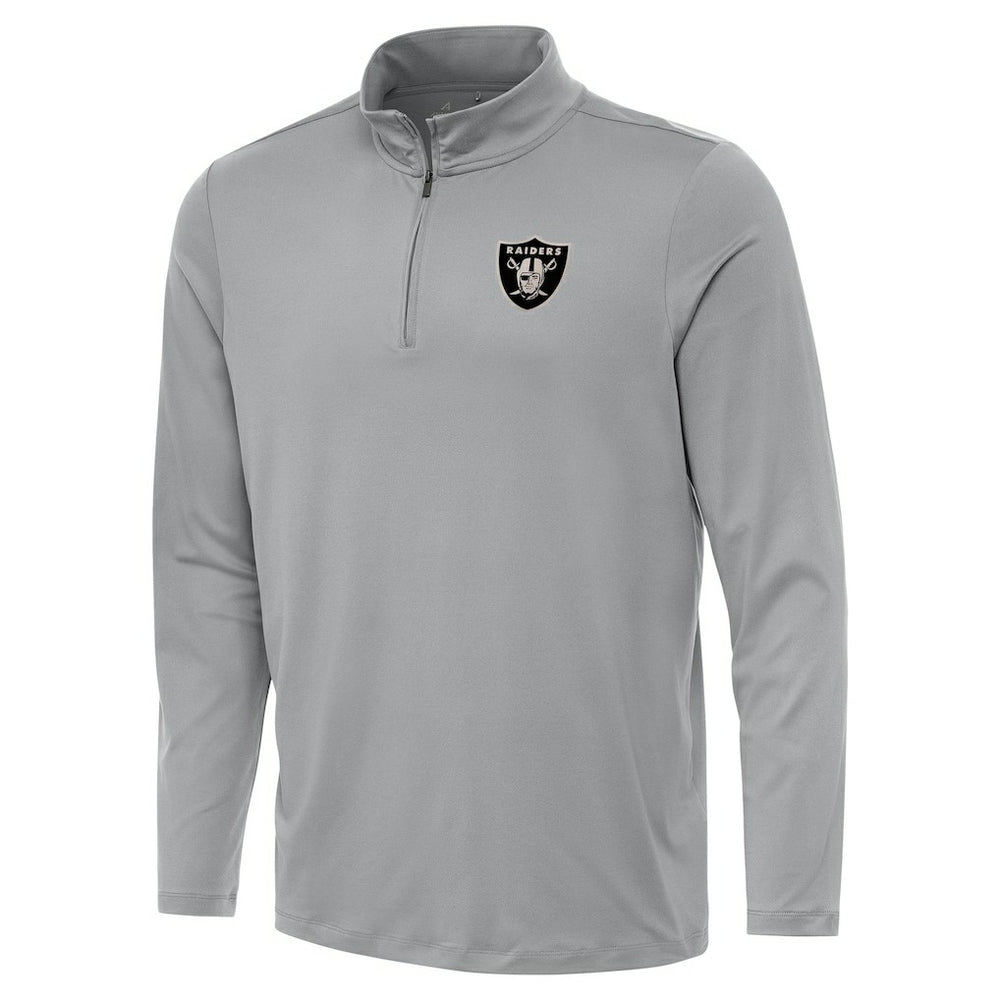 Las Vegas Raiders Antigua Reprocess Quarter-Zip Top Gray
