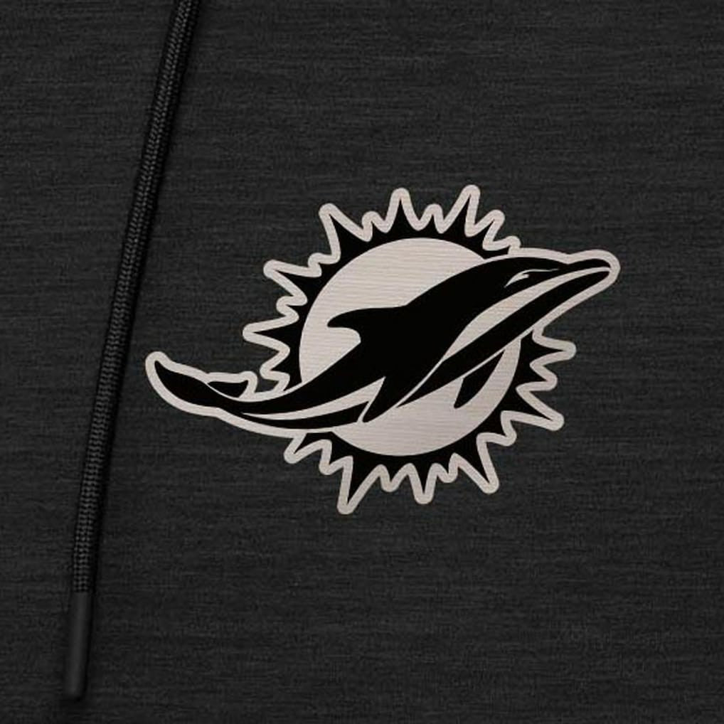 Miami Dolphins Antigua Spikes Raglan Quarter-Zip Hoodie Heather Black