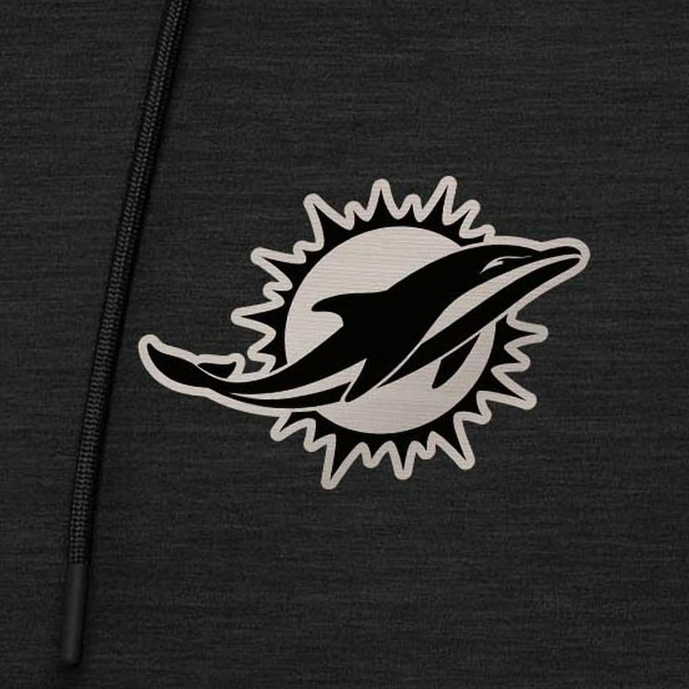 Miami Dolphins Antigua Spikes Raglan Quarter-Zip Hoodie Heather Black